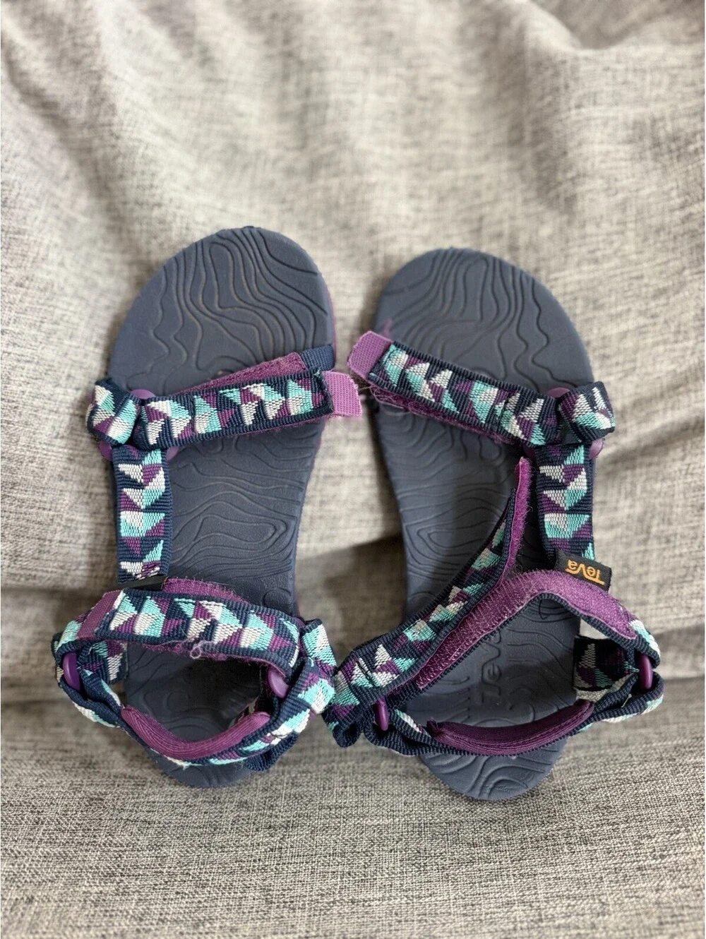 Teva Original Universal Kids Sandals Size 13 Purple Teal Tribal Print